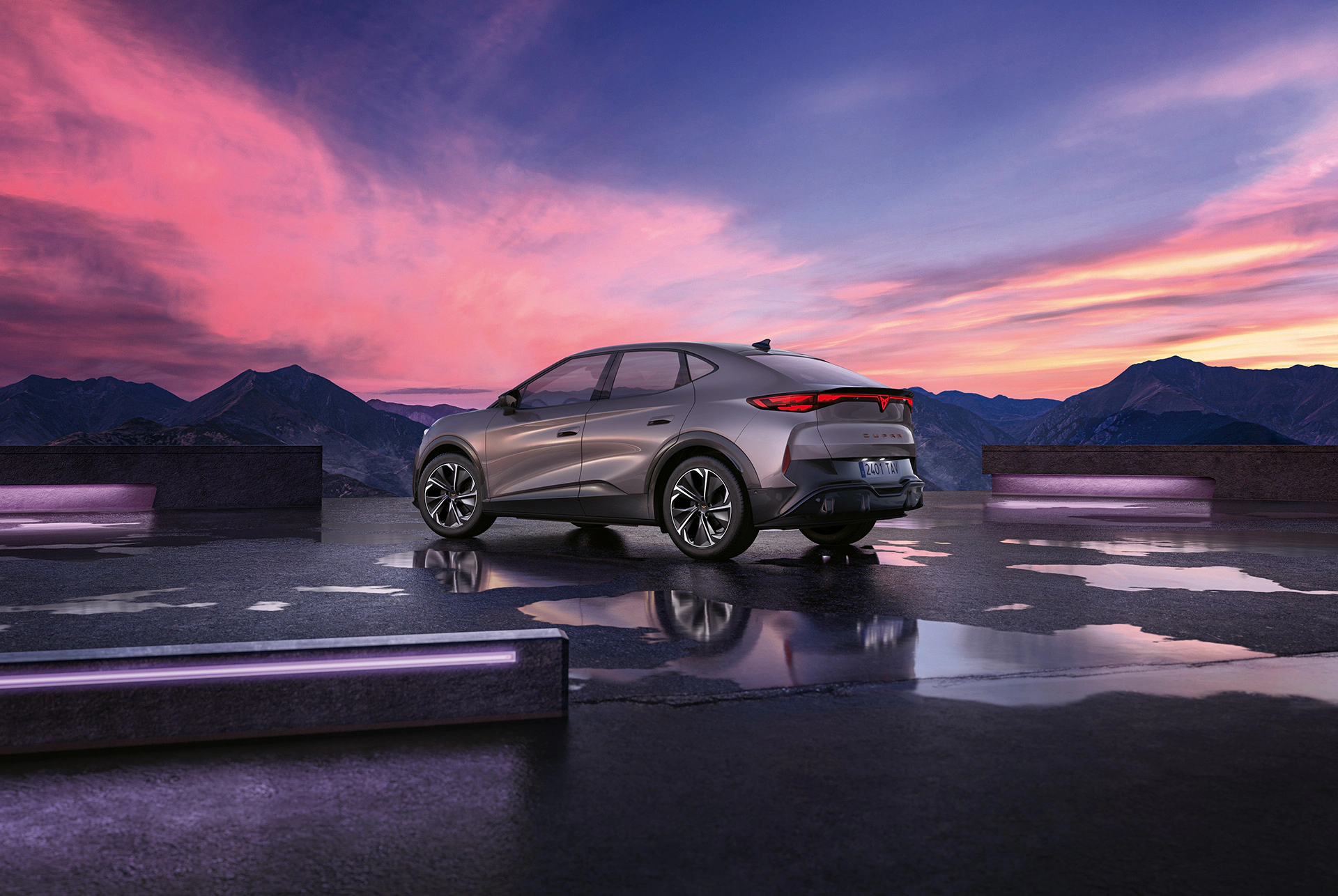 Cupra Tavascan salary sacrifice electric SUV exterior at sunset
