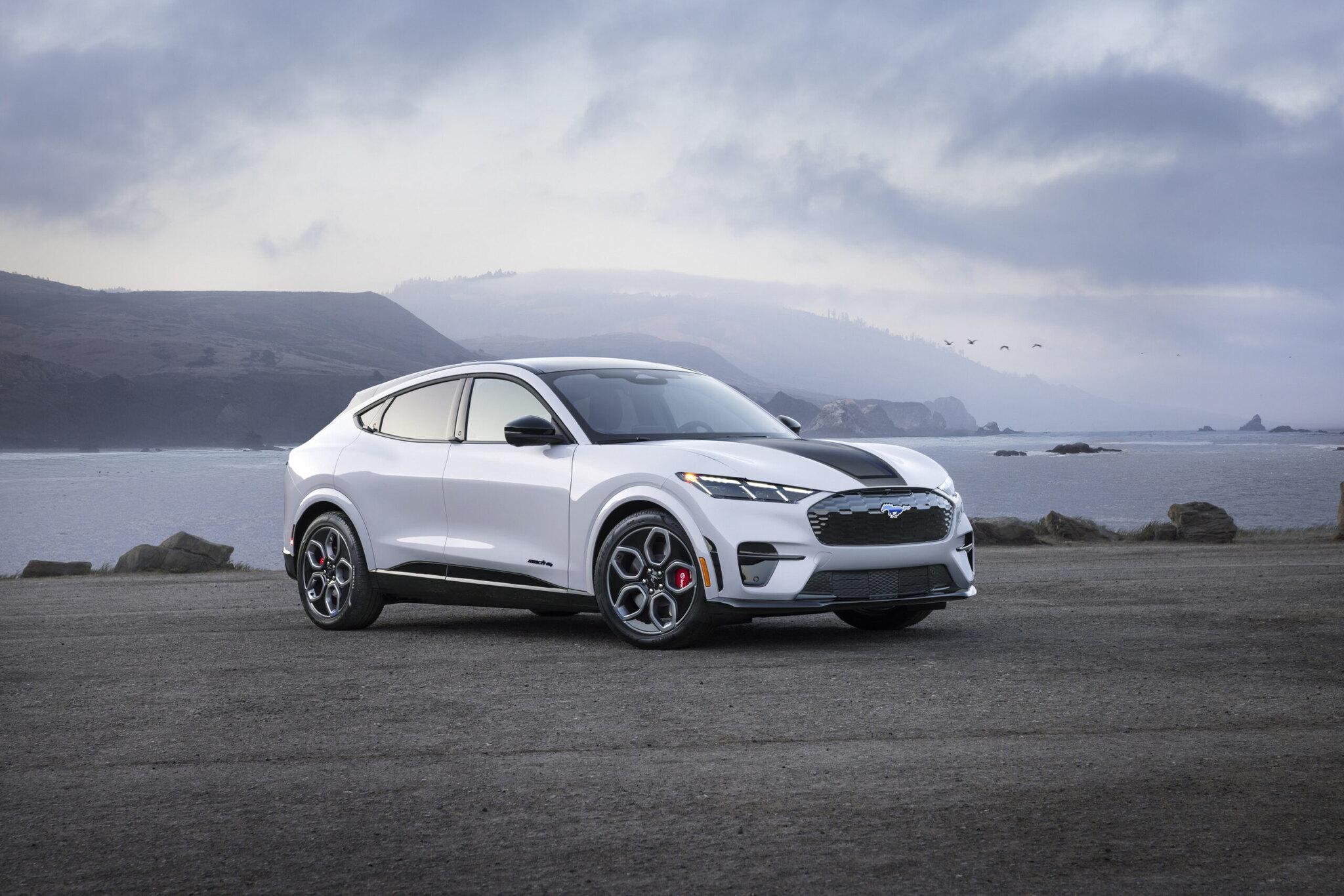 Ford Mustang Mach-E rear three-quarter, finance comparison