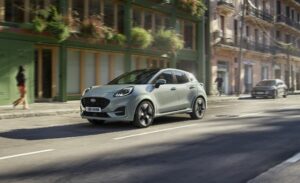 Ford Puma, one of the UK new car market best sellers, exterior front three-quarter