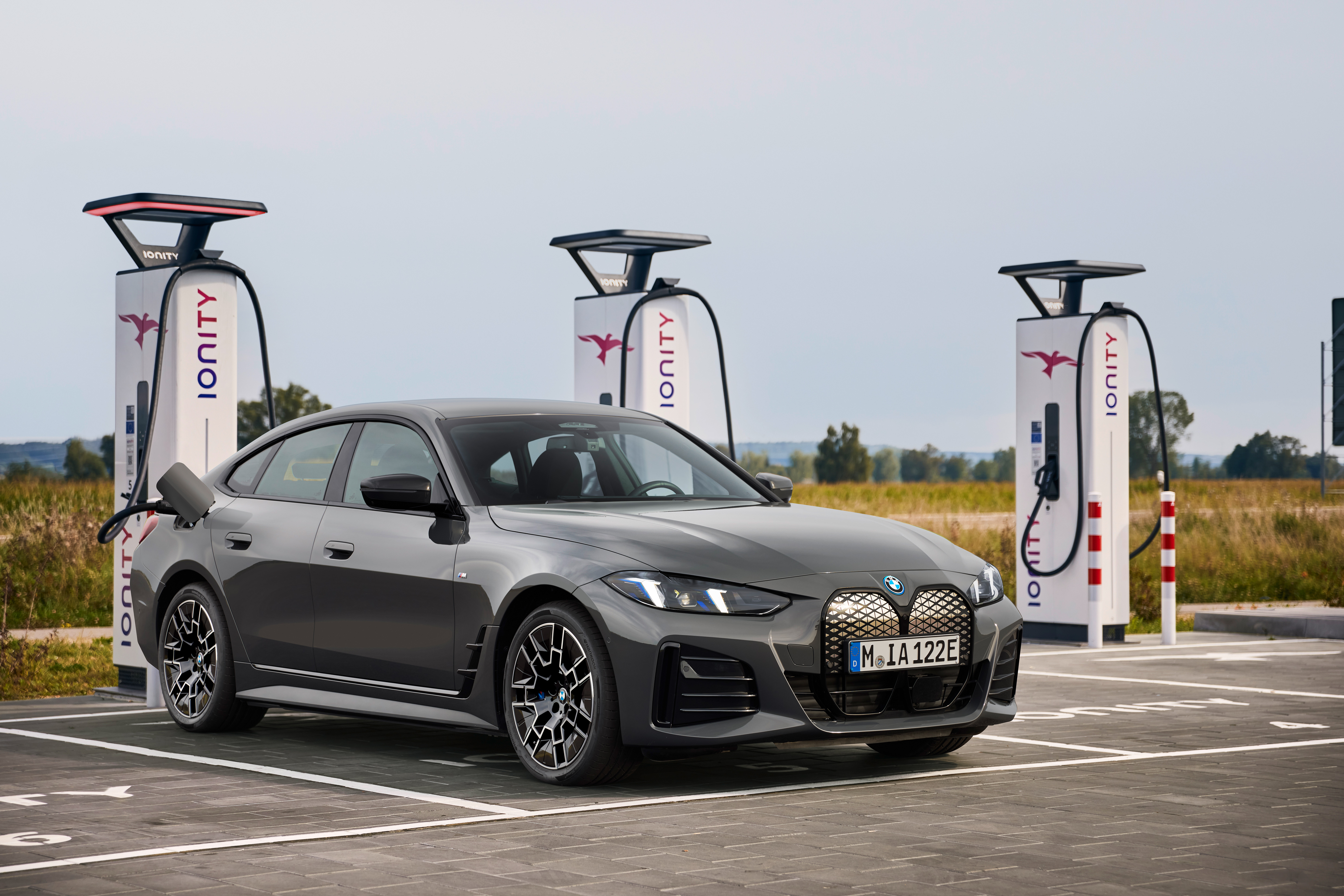 BMW i4 charging at public Ionity rapid chargers