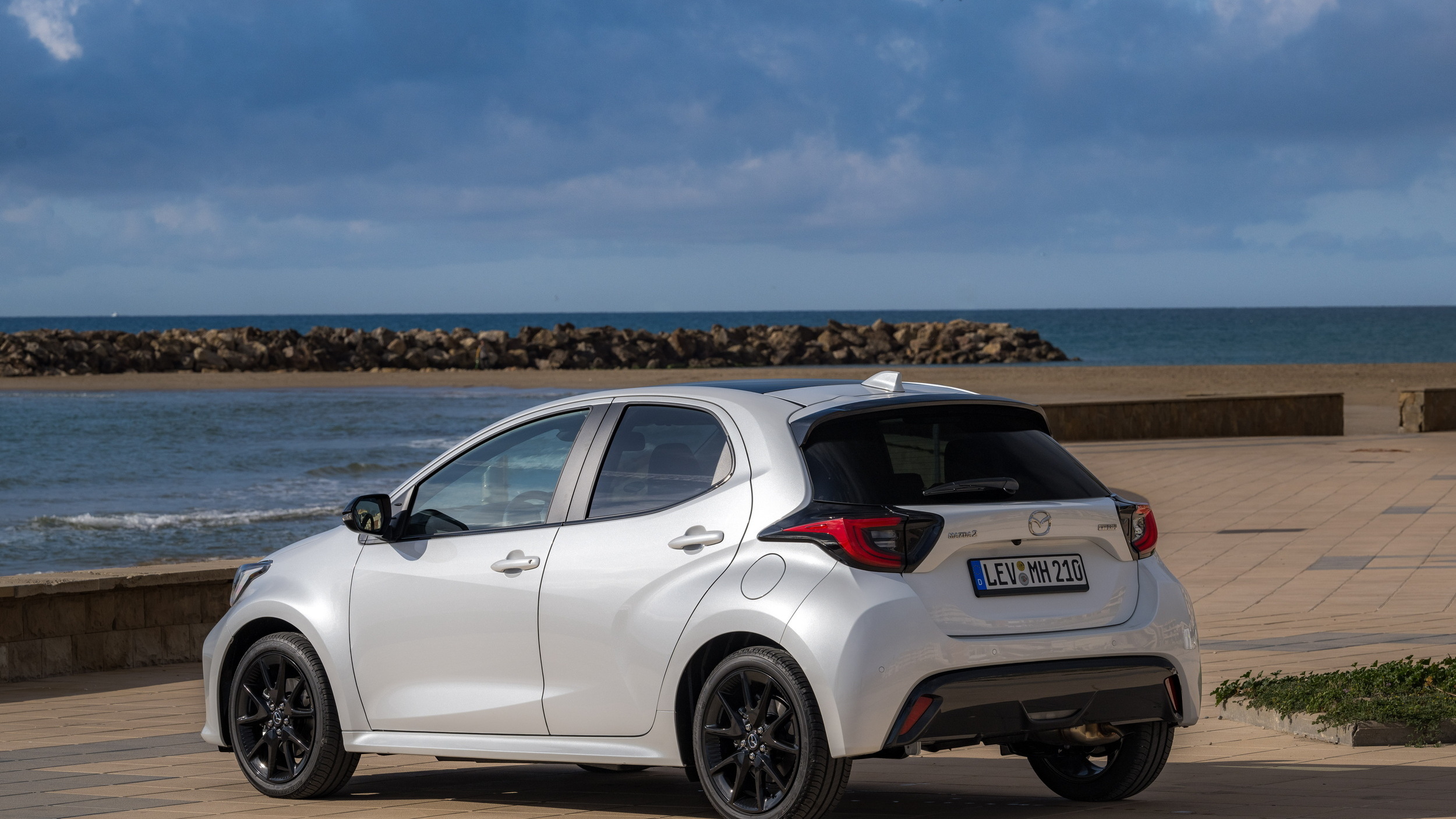 Mazda 2 Hybrid automatic rear view, a Motability supermini under £500 Advance Payment