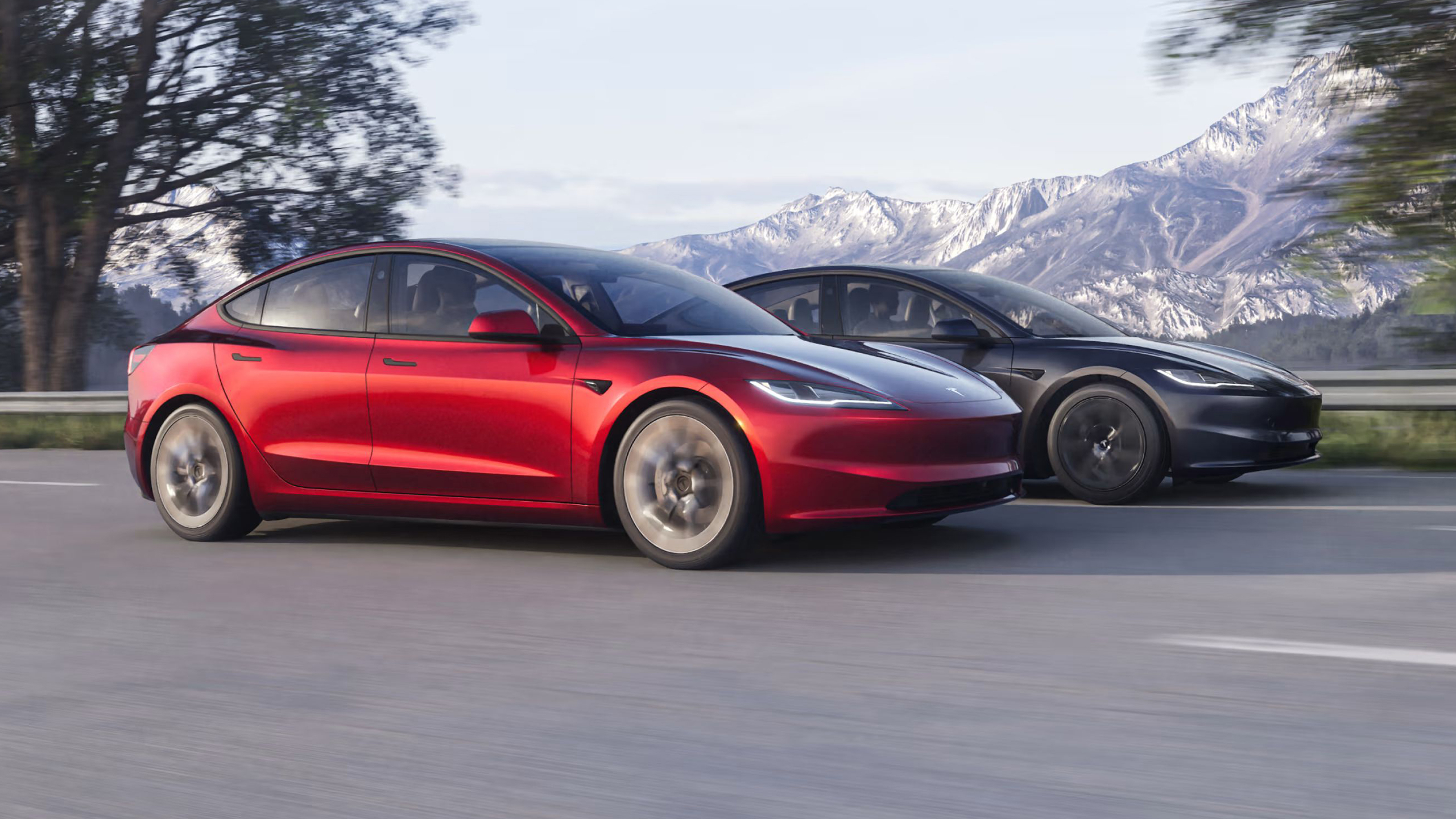 Tesla Model 3 Long Range driving on a mountain road, the BYD Seal vs Tesla Model 3 sal-sac rival