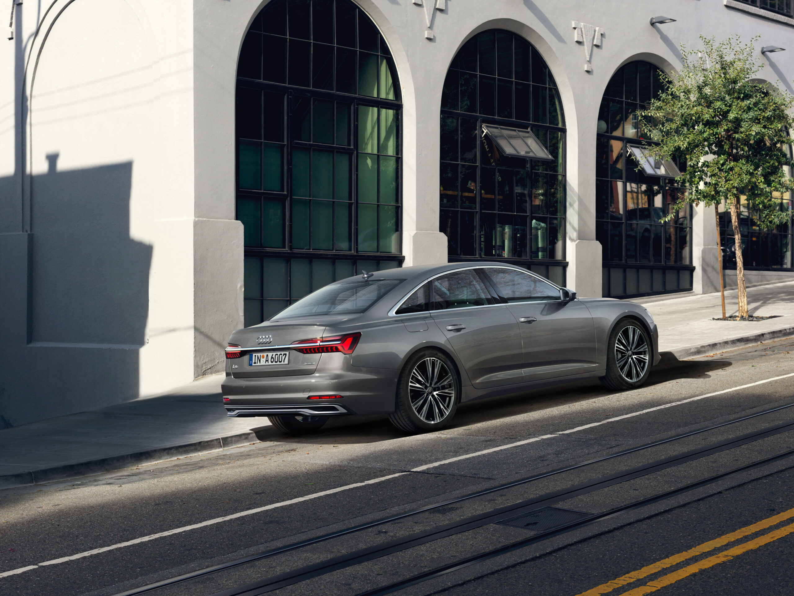 Used Audi A6 C8 rear three-quarter, checking recall and warranty history before buying