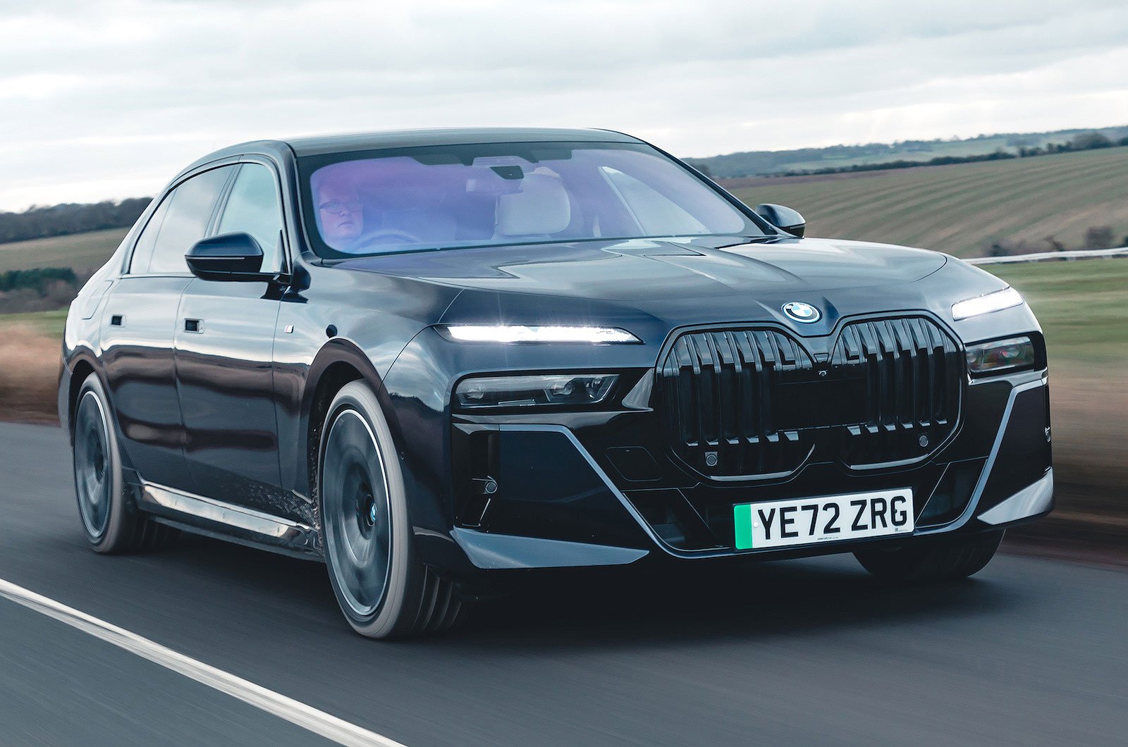 BMW i7 cabin interior with rear-seat theatre screen